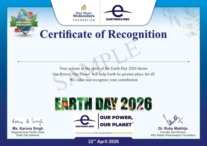 Sample Earth Day Certificate