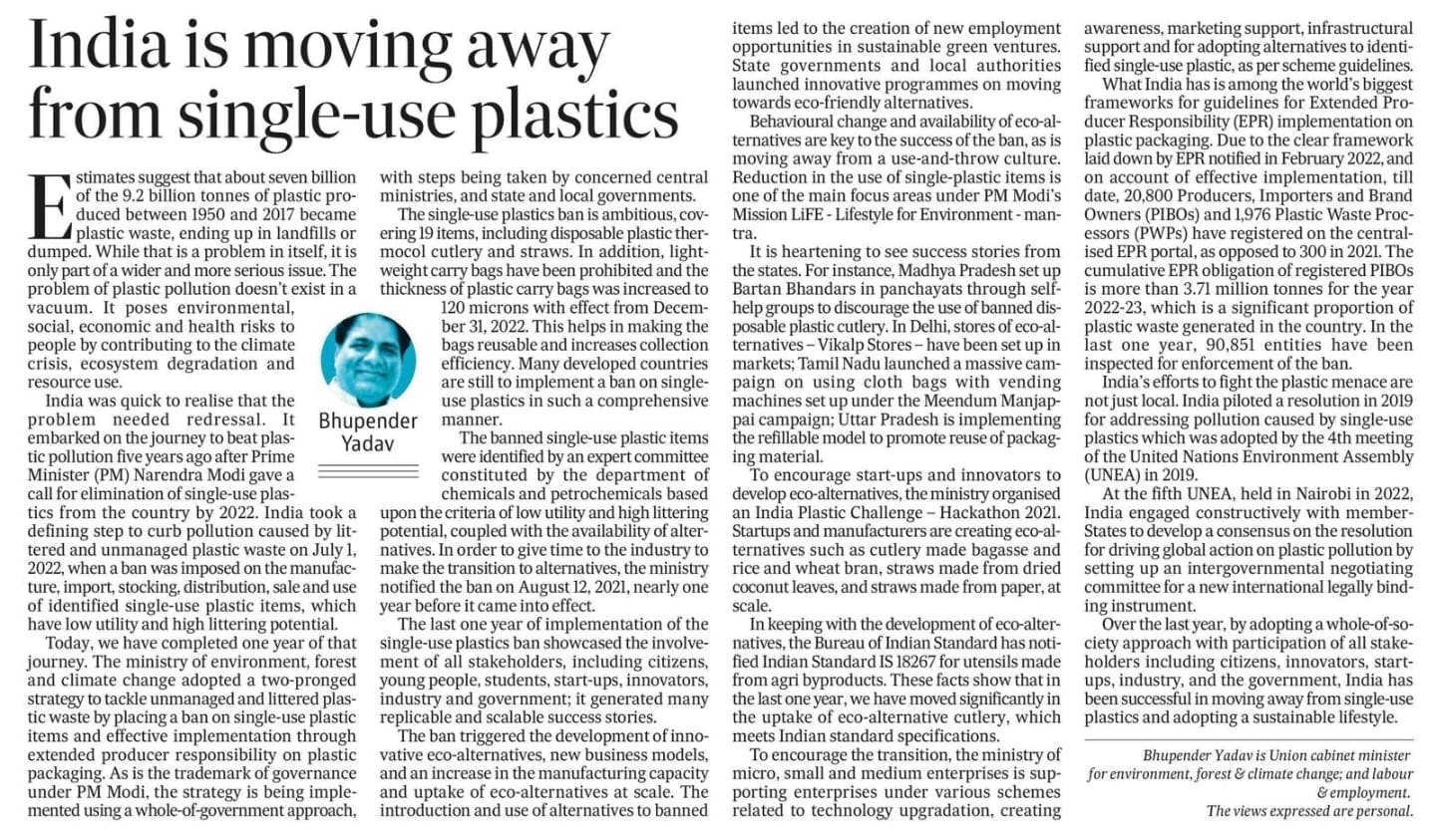 India is moving away from single-use plastics